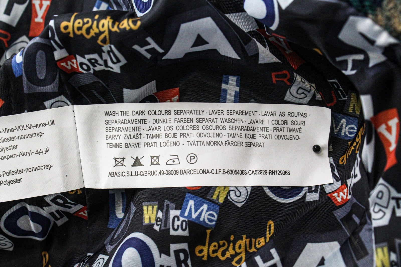 DESIGUAL Women Coat EU42 Blue Tartan Oversize Kimono Style Wool Blend Coat