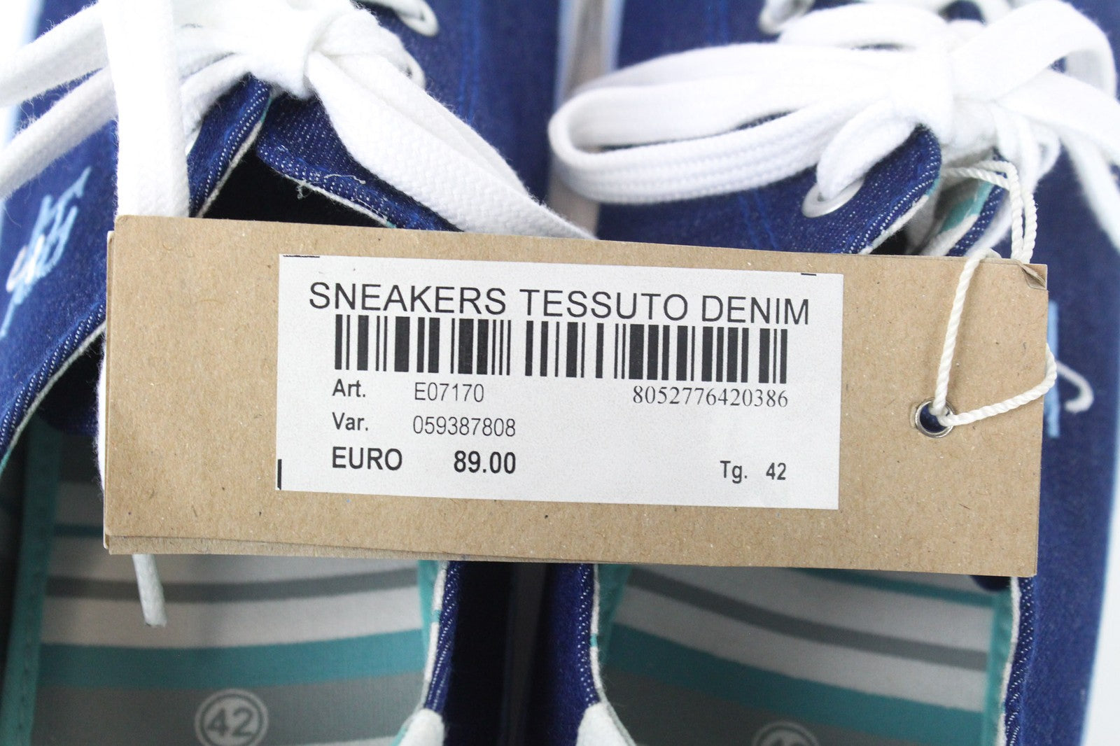 HARMONT & BLAINE Men's Sneakers EU42 Blue Denim-Like Embroidered Low Top Logo