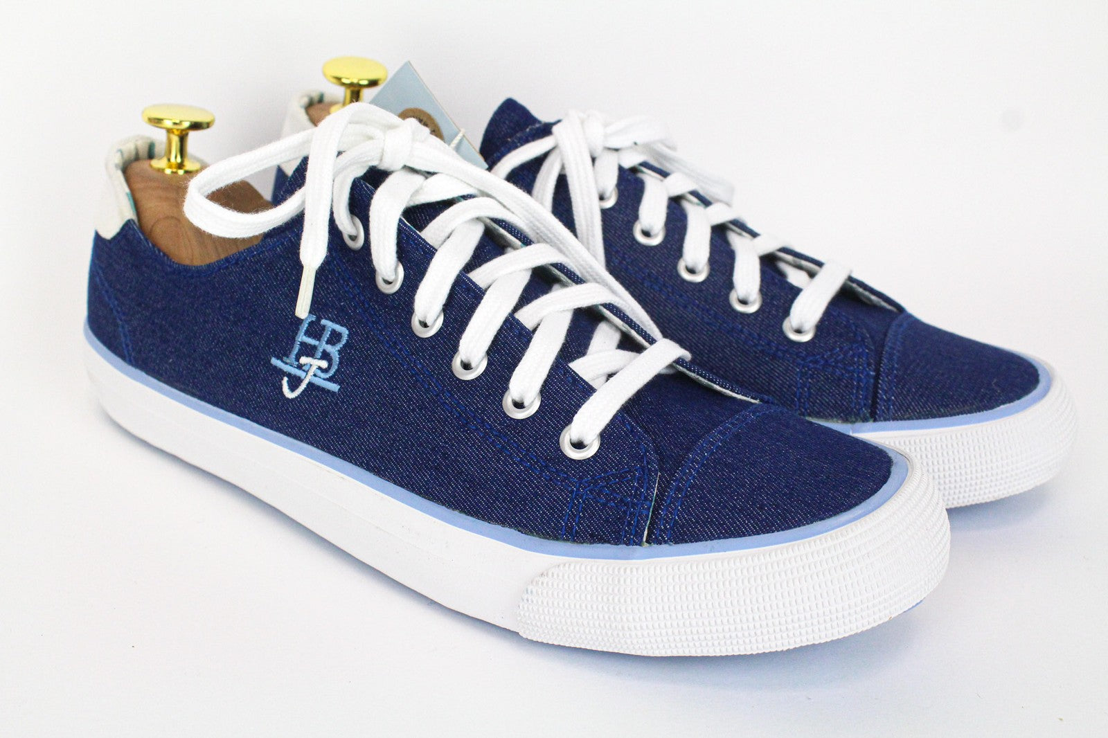 HARMONT & BLAINE Men's Sneakers EU42 Blue Denim-Like Embroidered Low Top Logo