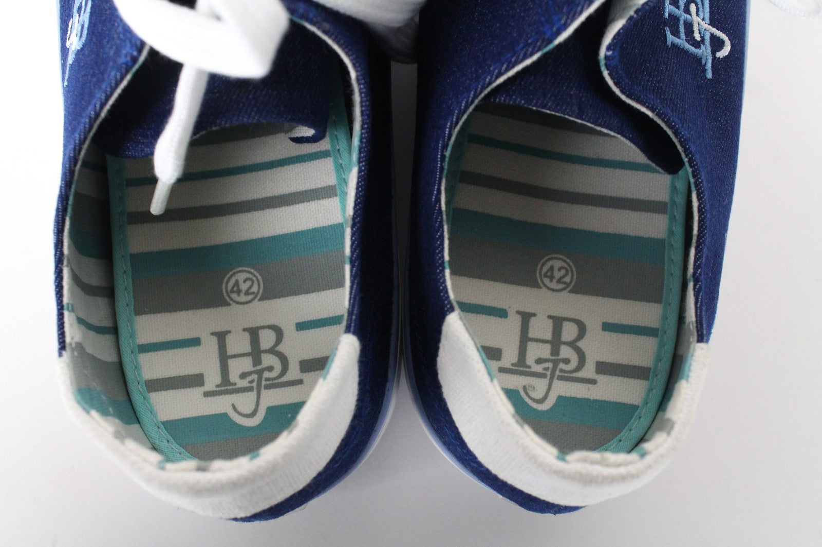 HARMONT & BLAINE Men's Sneakers EU42 Blue Denim-Like Embroidered Low Top Logo