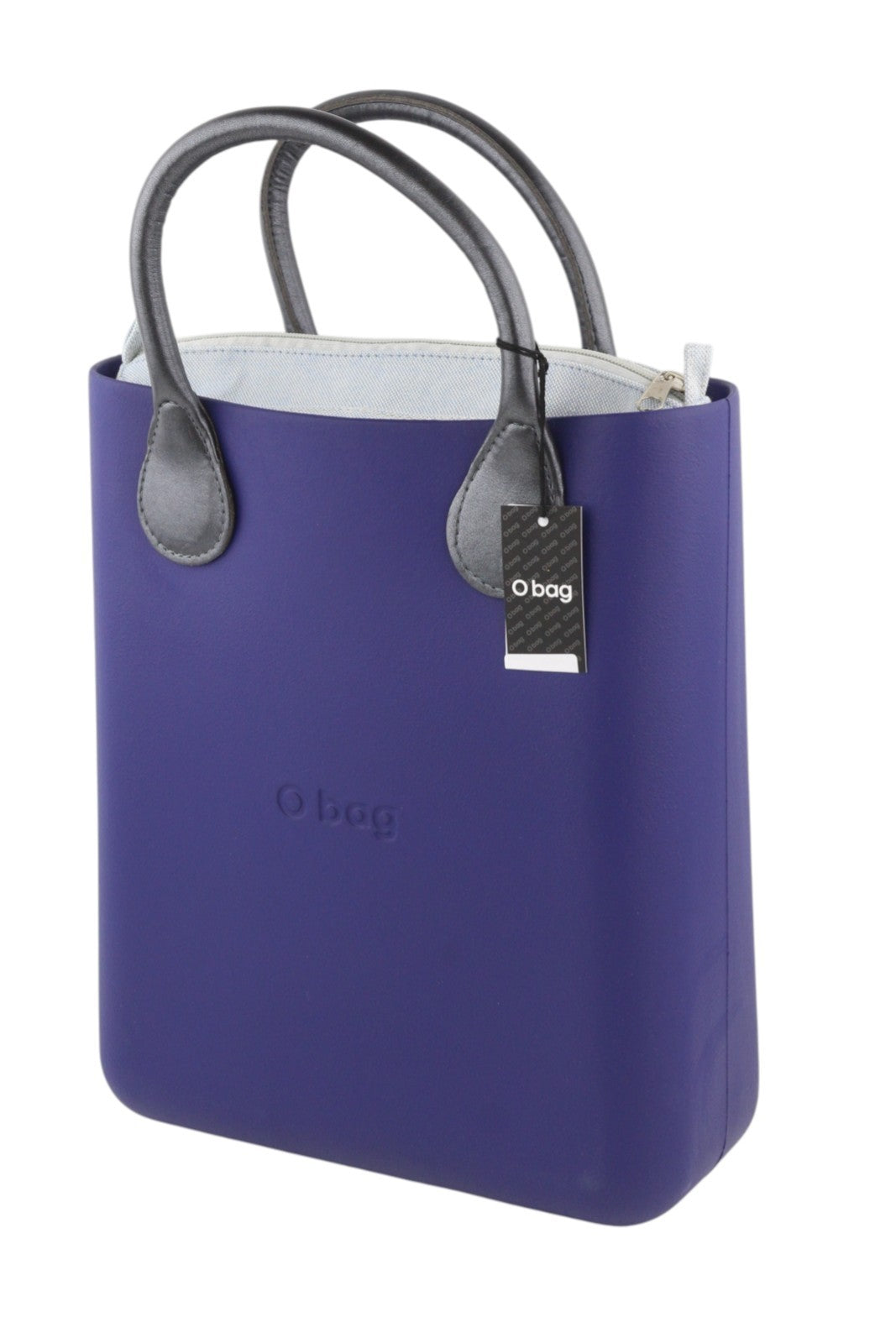 O BAG Chic Women Bag OS Blue Double Handles Inner Bag Mini Tote Square Logo