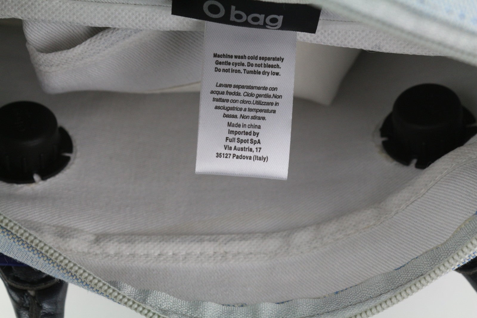 O BAG Chic Women Bag OS Blue Double Handles Inner Bag Mini Tote Square Logo