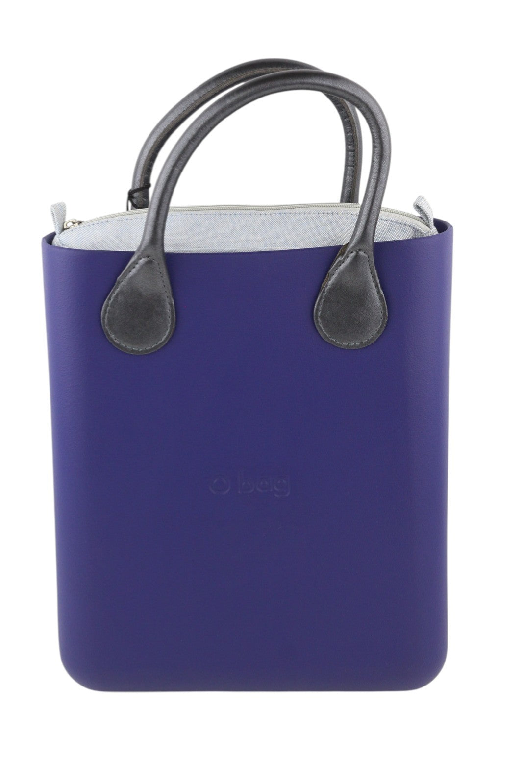 O BAG Chic Women Bag OS Blue Double Handles Inner Bag Mini Tote Square Logo