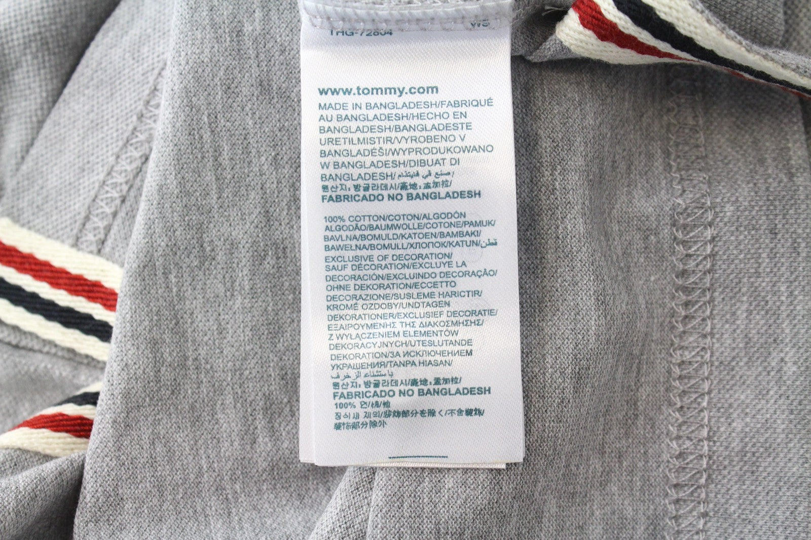 TOMMY HILFIGER DENIM Men T-Shirt M Grey Melange Polo Cotton Jersey Style