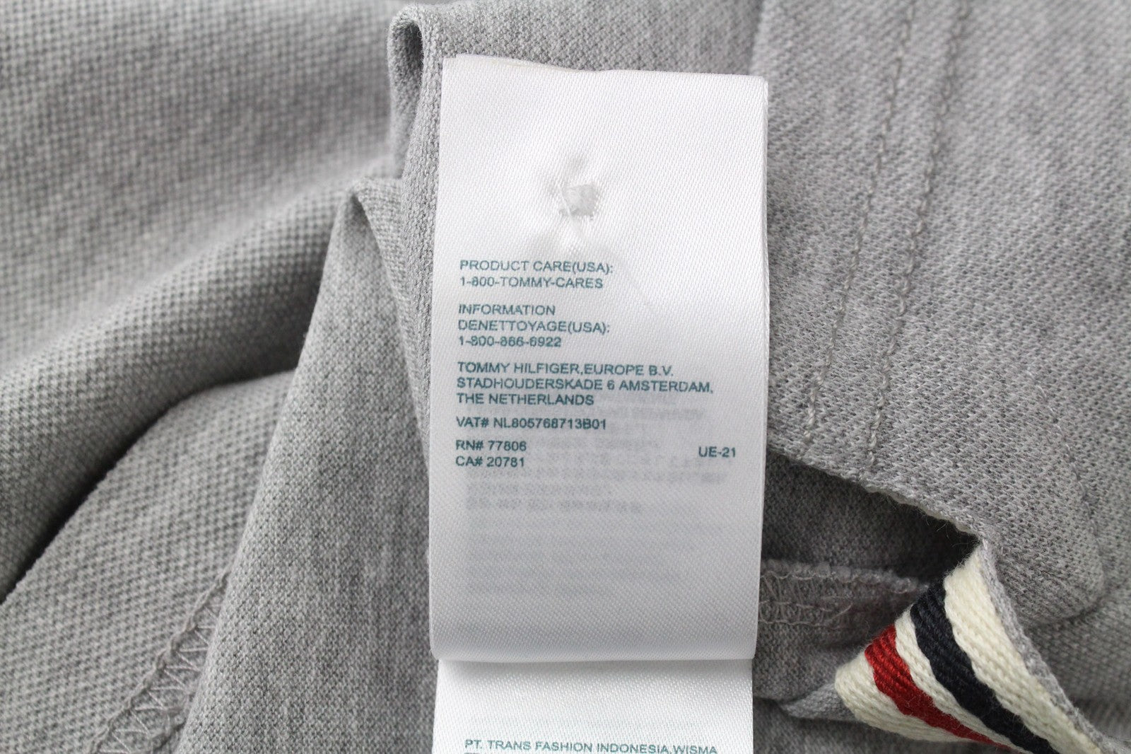 TOMMY HILFIGER DENIM Men T-Shirt M Grey Melange Polo Cotton Jersey Style