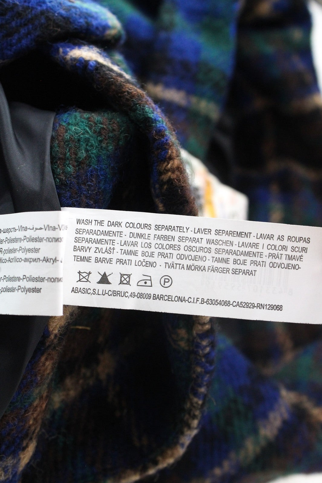 DESIGUAL Women's Jacket 38 Blue Green Wool Blend Embroidered Check Casual Coat