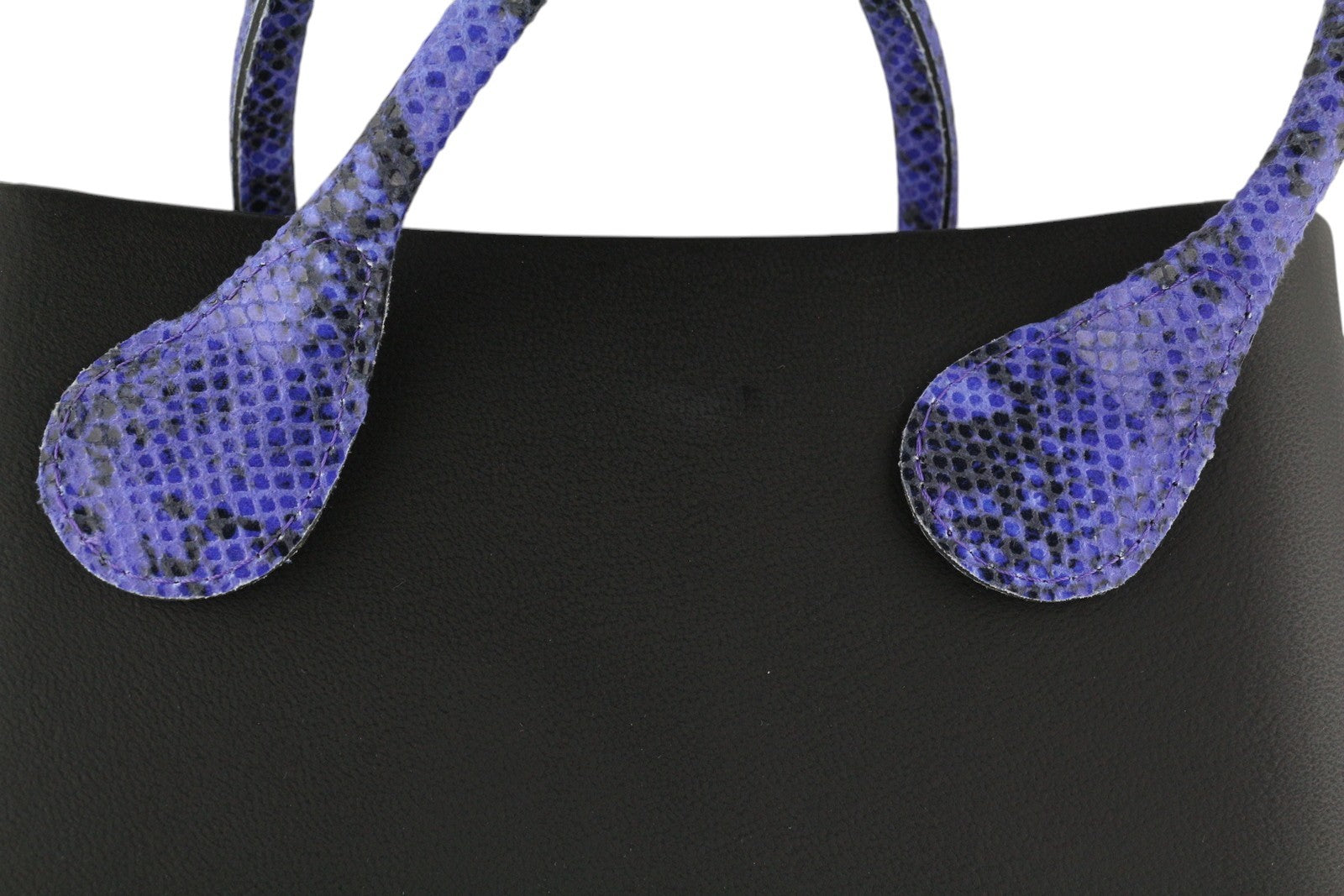 O BAG Chic Women Bag OS Snake Purple Double Handles Inner Bag Tote Square Black
