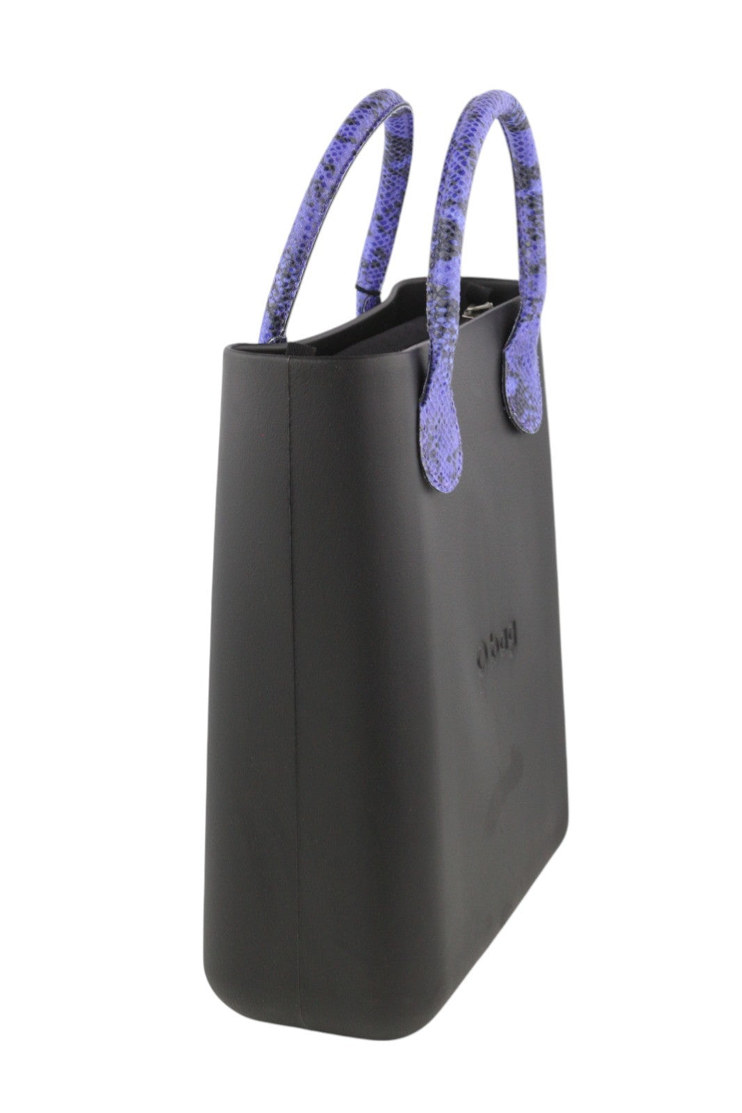 O BAG Chic Women Bag OS Snake Purple Double Handles Inner Bag Tote Square Black