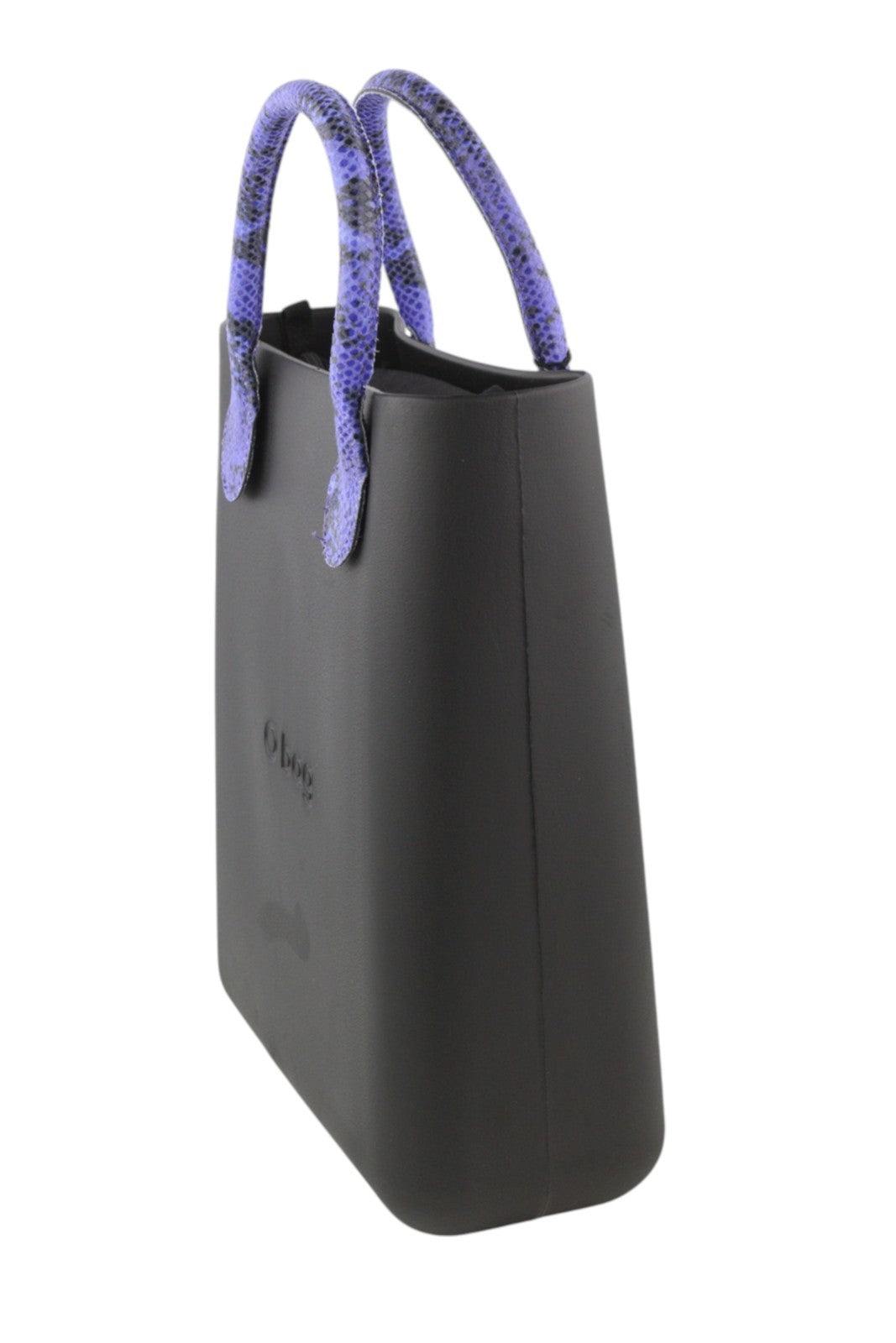 O BAG Chic Women Bag OS Snake Purple Double Handles Inner Bag Tote Square Black