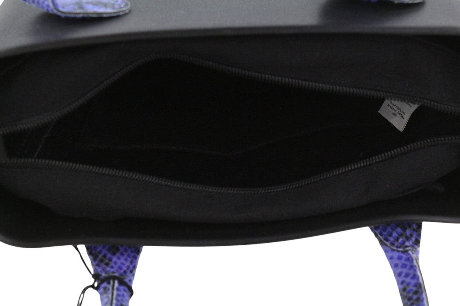 O BAG Chic Women Bag OS Snake Purple Double Handles Inner Bag Tote Square Black