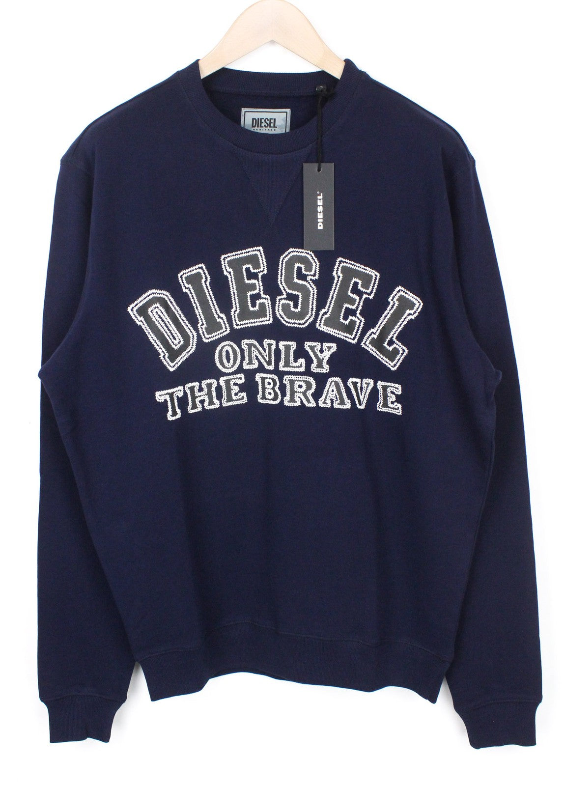 DIESEL S-Joe-B Felpa Men's Sweatshirt L Navy Fleece Logo Crew Jersey Classic