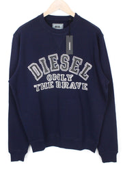 DIESEL S-Joe-B Felpa Men's Sweatshirt L Navy Fleece Logo Crew Jersey Classic