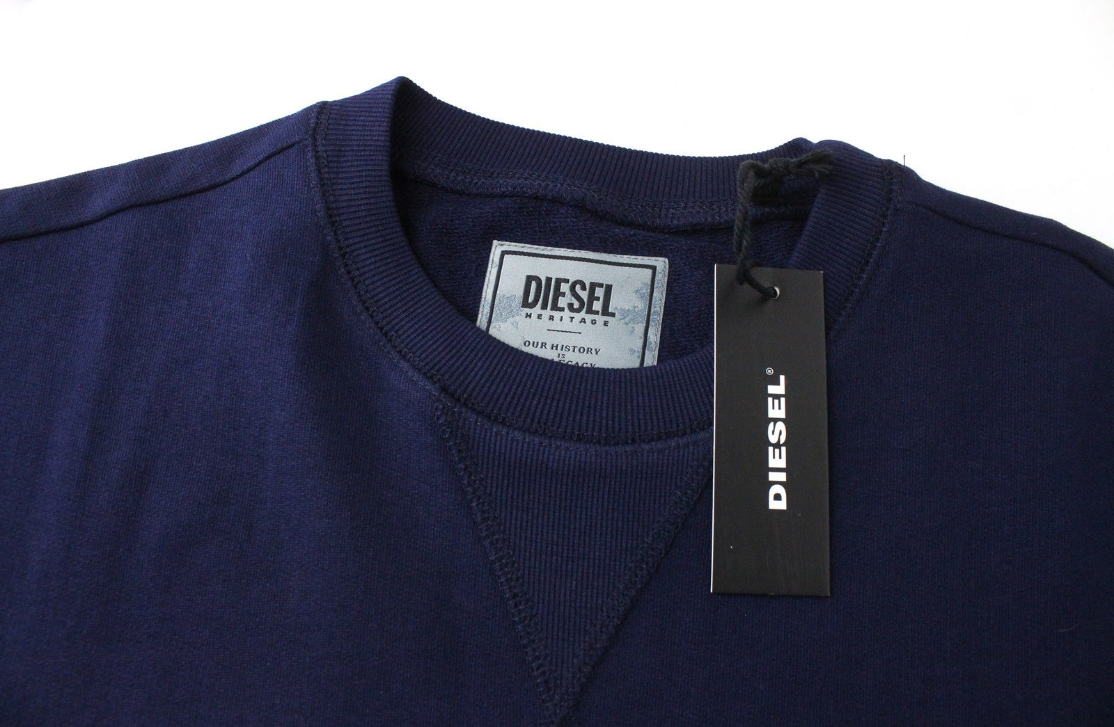 DIESEL S-Joe-B Felpa Men's Sweatshirt L Navy Fleece Logo Crew Jersey Classic