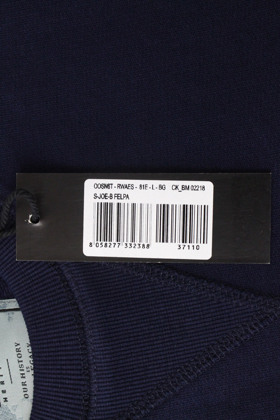 DIESEL S-Joe-B Felpa Men's Sweatshirt L Navy Fleece Logo Crew Jersey Classic