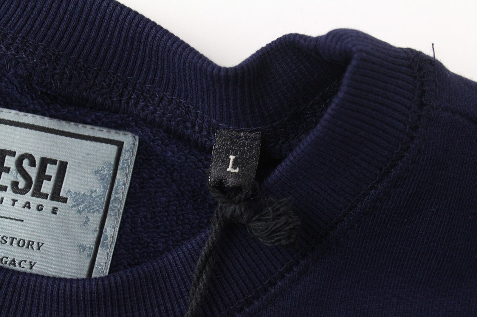 DIESEL S-Joe-B Felpa Men's Sweatshirt L Navy Fleece Logo Crew Jersey Classic