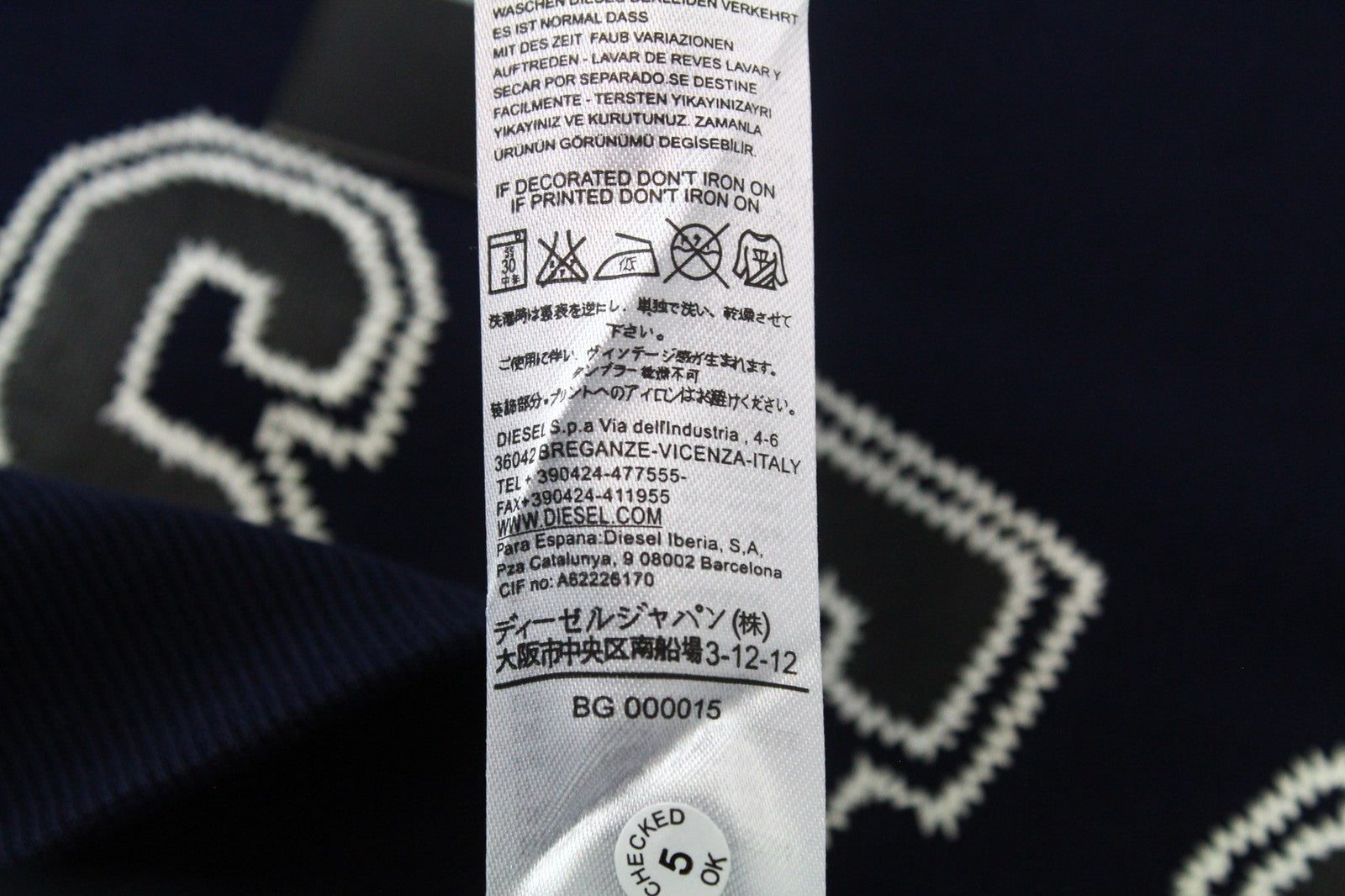 DIESEL S-Joe-B Felpa Men's Sweatshirt L Navy Fleece Logo Crew Jersey Classic