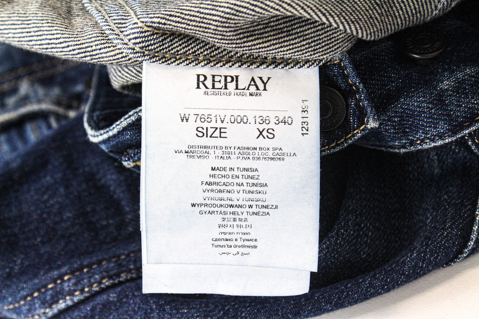 REPLAY Women's Jacket XS Blue Cotton Washed Cropped Long Sleeve Denim Coat