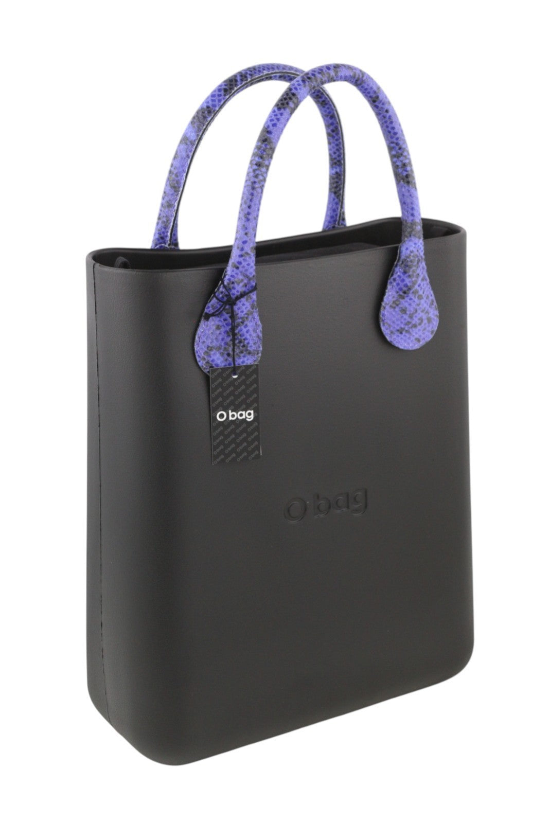 O BAG Chic Women Bag OS Black Purple Double Handles Inner Bag Tote Square Dark