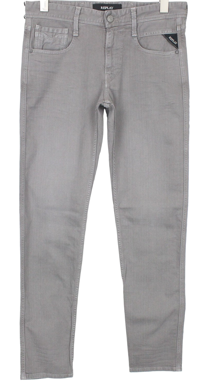 REPLAY Anbass Men's Jeans W29/L32 Slim Grey Stretch Cotton Casual Denim Pants