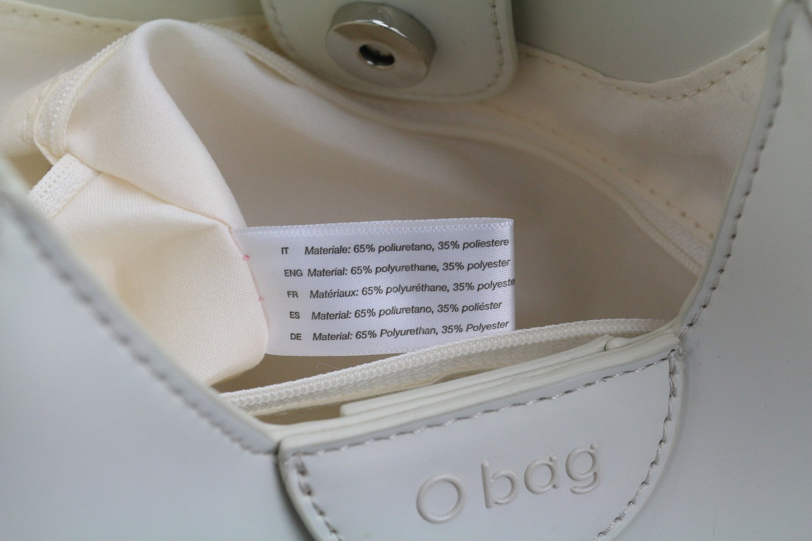 O BAG Ginevra Women Bag OS White Magnetic Closure Lined Hobo Crossbody Logo