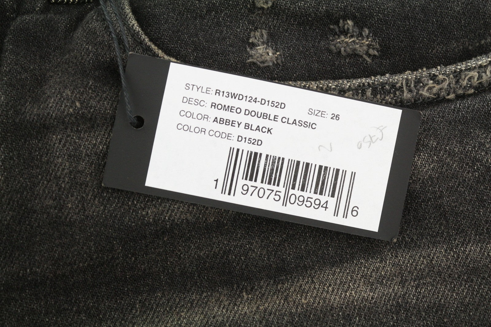 R13 Romeo Double Classic Women Jeans 26 Abbey Black Skirted Straight RRP€750