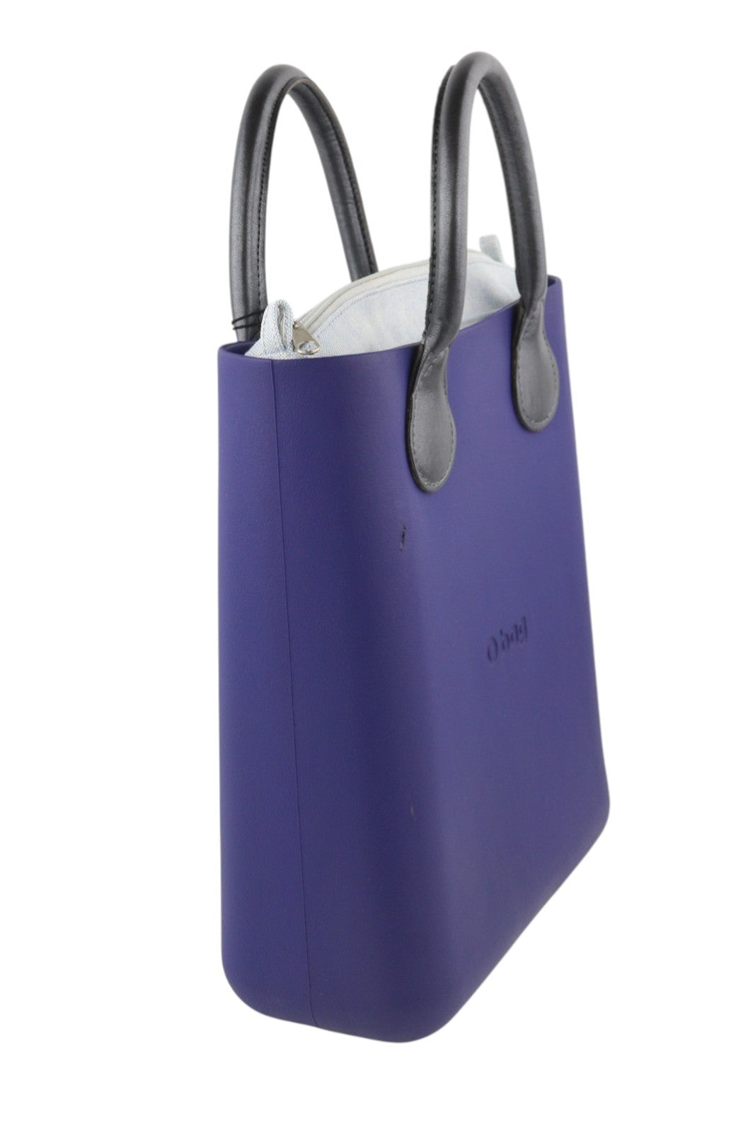 O BAG Chic Women Bag OS Blue Double Handles Inner Bag Mini Tote Square Logo