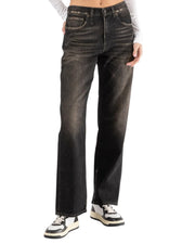 R13 Alice Slim Straight Leg Women Jeans 27 Abbey Black Faded Washed Zip Fly