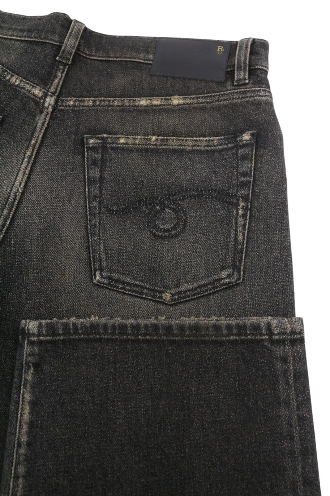 R13 Alice Slim Straight Leg Women Jeans 27 Abbey Black Faded Washed Zip Fly