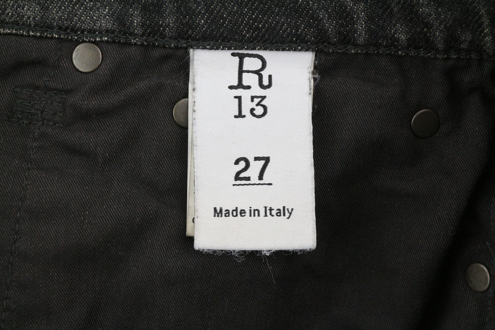 R13 Alice Slim Straight Leg Women Jeans 27 Abbey Black Faded Washed Zip Fly