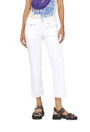 R13 Kick Fit Women Jeans 29 Bale White Slim Flared Fit Ankle Cropped RRP499