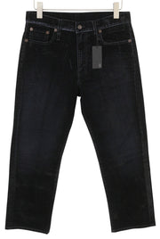 R13 Romeo Women Trousers 29 Flocked Black Velvet Ankle Cropped Straight Zip Fly