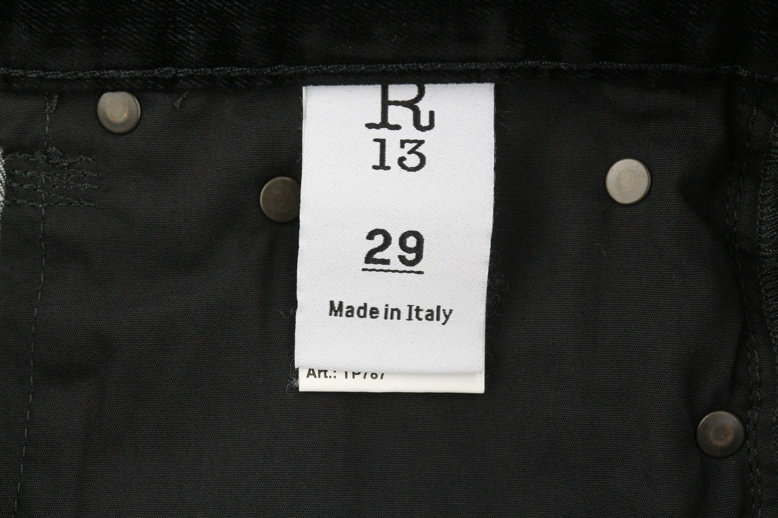 R13 Romeo Women Trousers 29 Flocked Black Velvet Ankle Cropped Straight Zip Fly