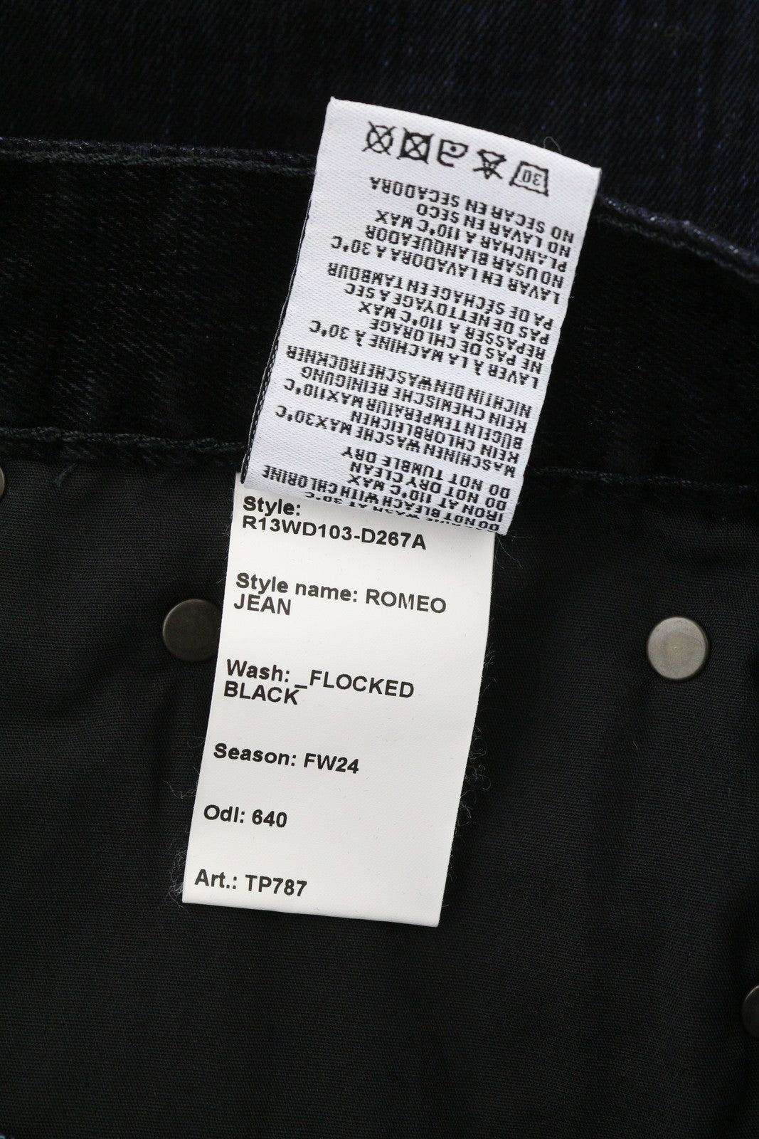 R13 Romeo Women Trousers 29 Flocked Black Velvet Ankle Cropped Straight Zip Fly