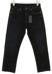 R13 Romeo Women Trousers 25 Flocked Black Velvet Ankle Cropped Straight Zip Fly