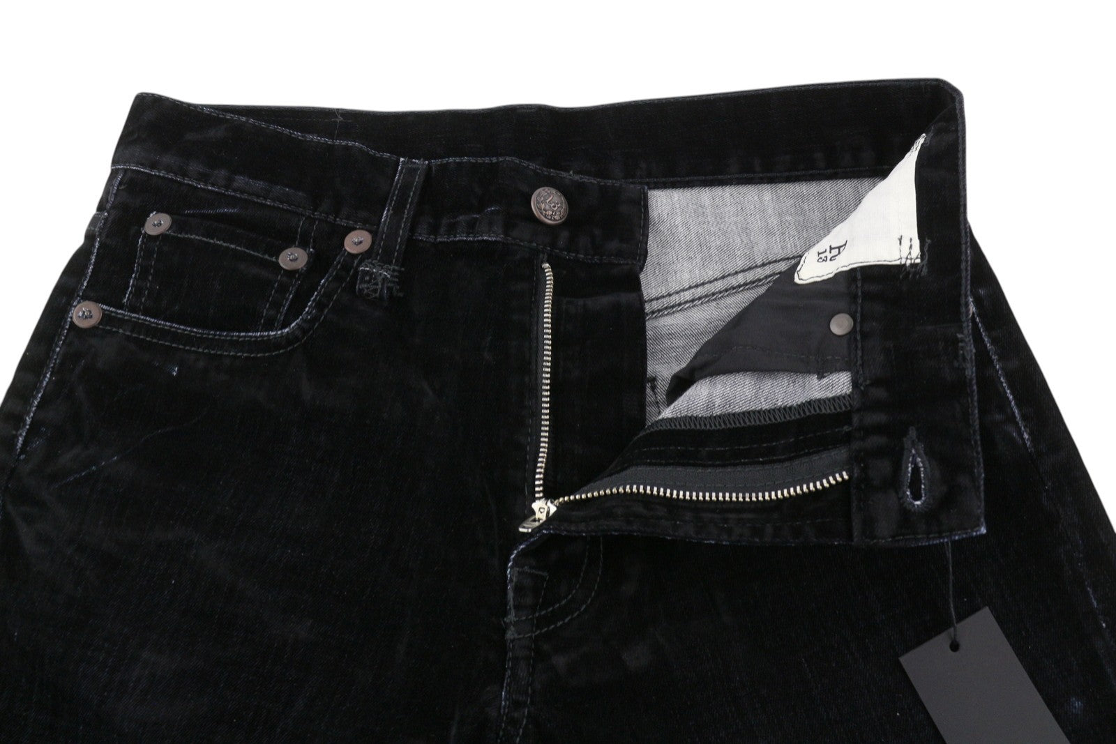 R13 Romeo Women Trousers 25 Flocked Black Velvet Ankle Cropped Straight Zip Fly