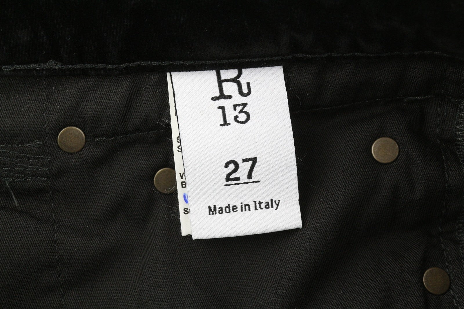 R13 Boy Straight Women Trousers 27 Flocked Black Velvet Ankle Cropped Zip Fly