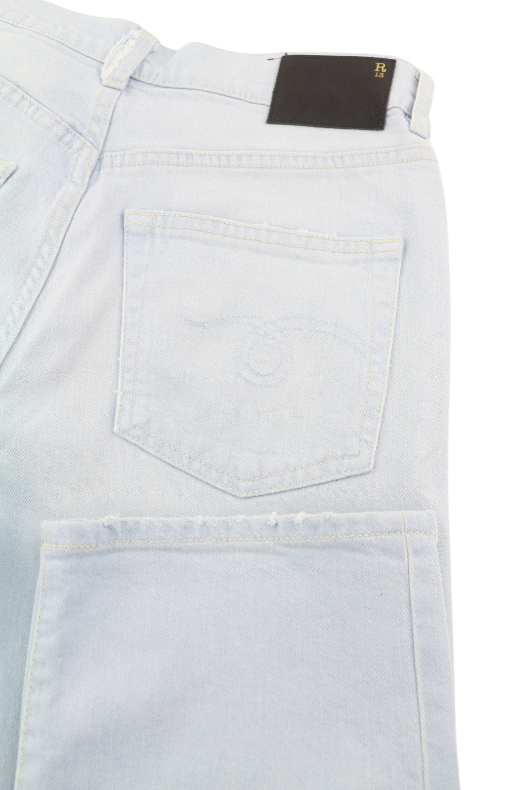 R13 Romeo Women Jeans 28 Faded Blue Stretch ankle Cropped Washed Zip Fly Denim