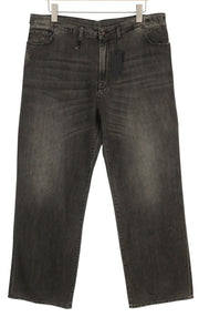 R13 Damon Pleated Women Jeans 28 Ellery Black Faded Washed Straight Wide Leg