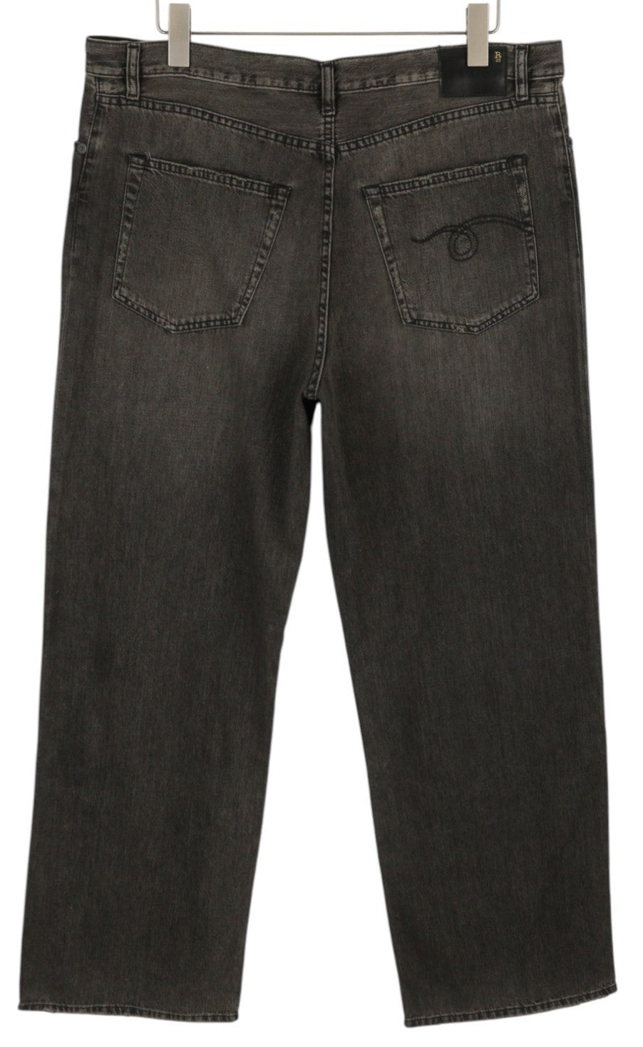 R13 Damon Pleated Women Jeans 28 Ellery Black Faded Washed Straight Wide Leg