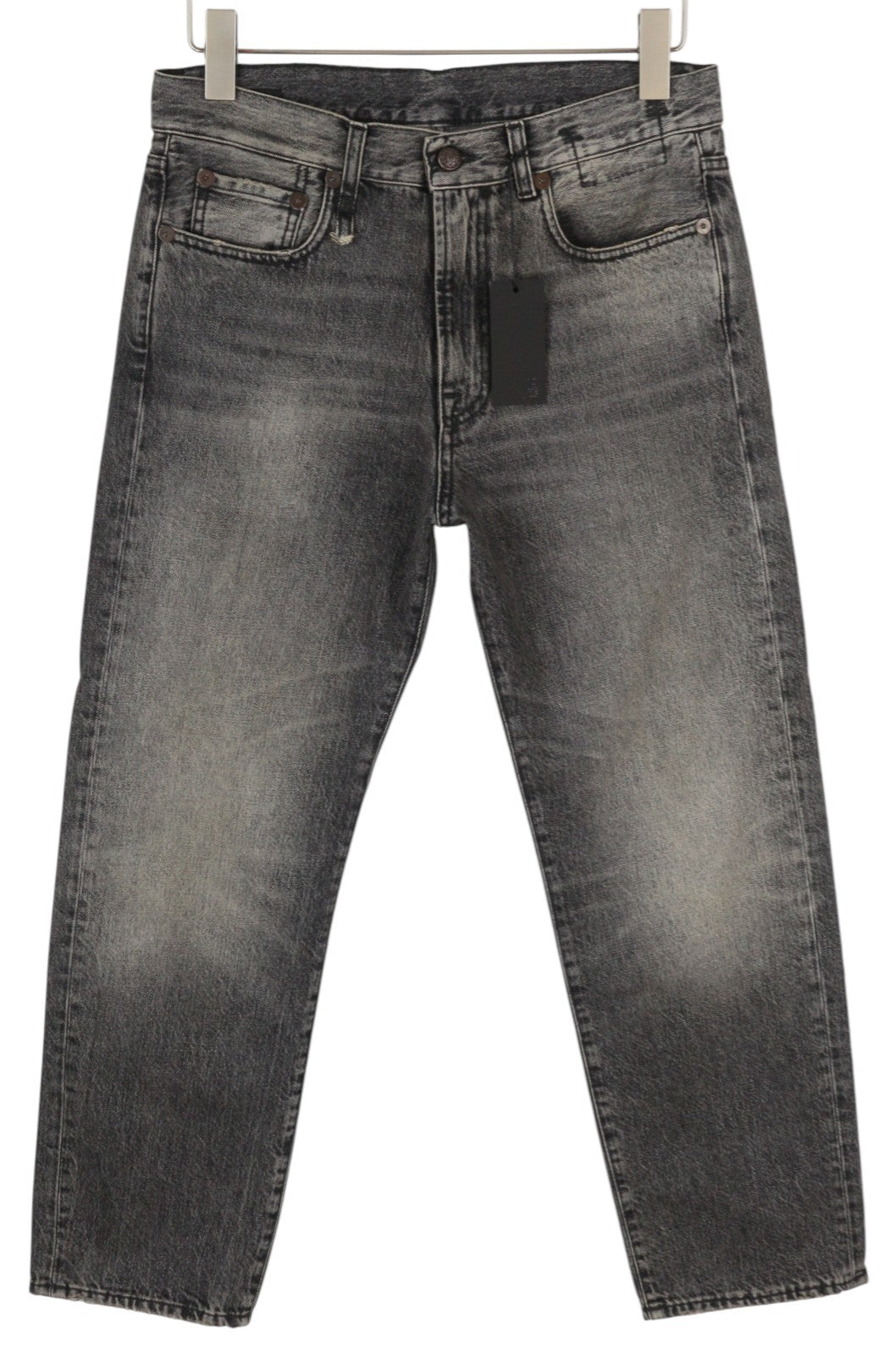 R13 Boyfriend Women Jeans 25 Leyton Black Faded Ankle Cropped Relaxed Fit Denim