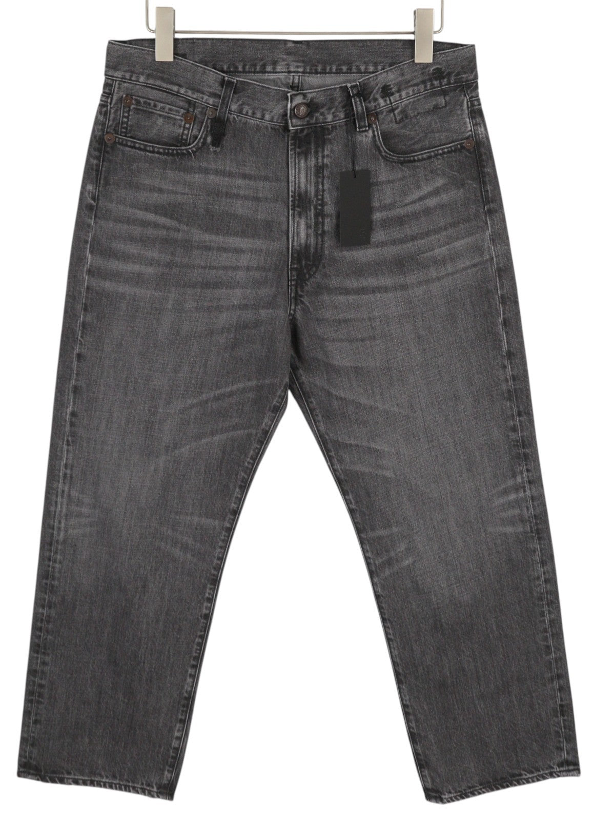 R13 Boyfriend Women Jeans 30 Wilson Black Faded Ankle Cropped Relaxed Fit Denim