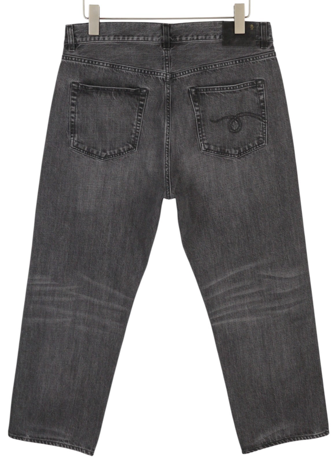 R13 Boyfriend Women Jeans 30 Wilson Black Faded Ankle Cropped Relaxed Fit Denim