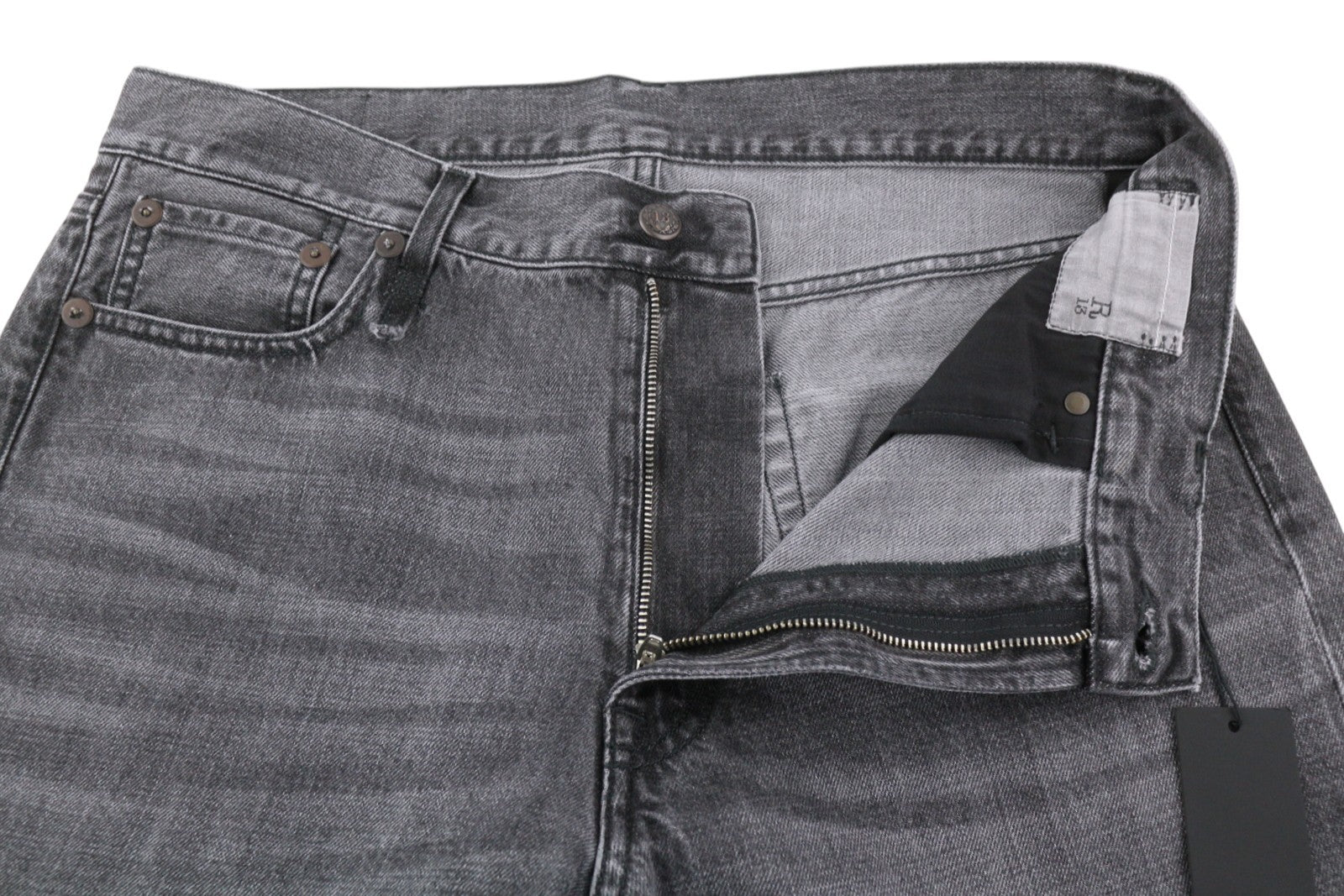 R13 Boyfriend Women Jeans 30 Wilson Black Faded Ankle Cropped Relaxed Fit Denim