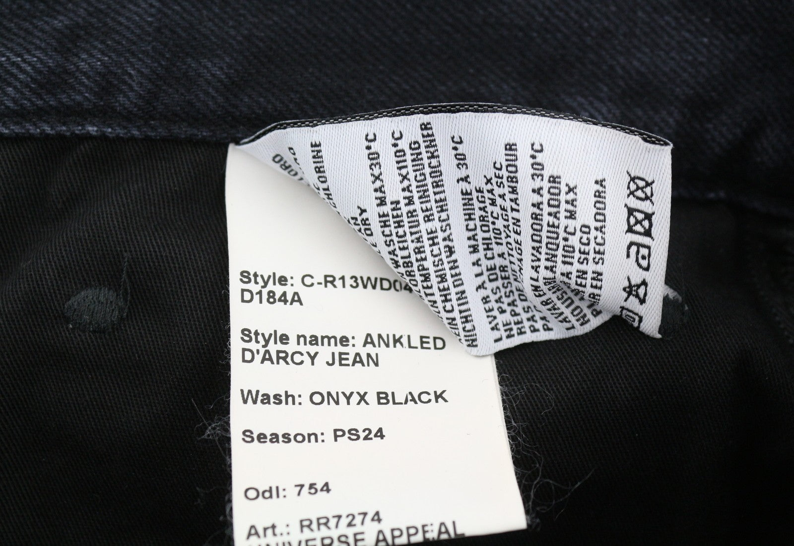 R13 Ankled D'Arcy Women Jeans 27 Onyx Black Faded Relaxed Fit Wide Leg Denim