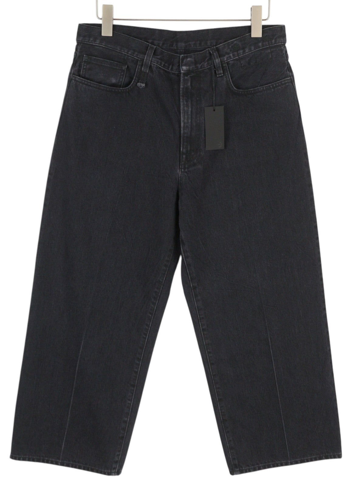 R13 Ankled D'Arcy Women Jeans 27 Onyx Black Faded Relaxed Fit Wide Leg Denim