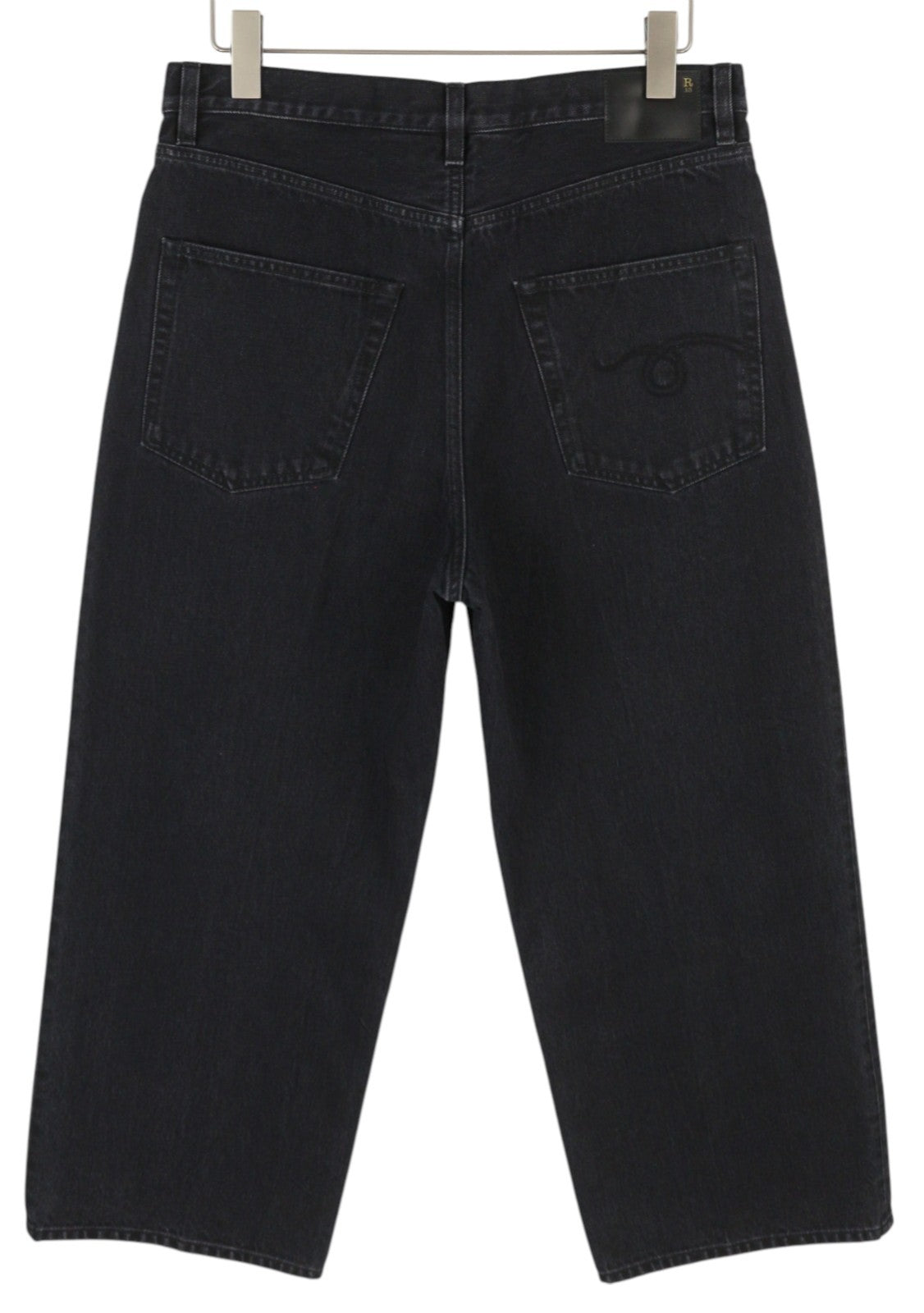 R13 Ankled D'Arcy Women Jeans 27 Onyx Black Faded Relaxed Fit Wide Leg Denim