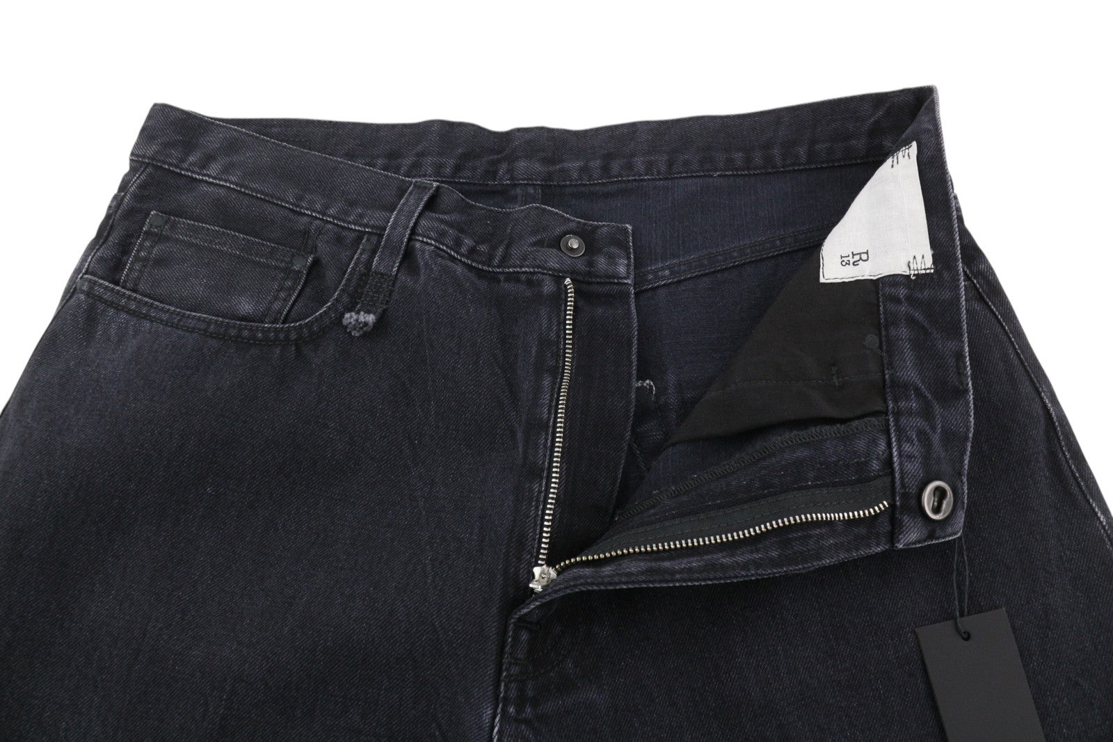 R13 Ankled D'Arcy Women Jeans 27 Onyx Black Faded Relaxed Fit Wide Leg Denim