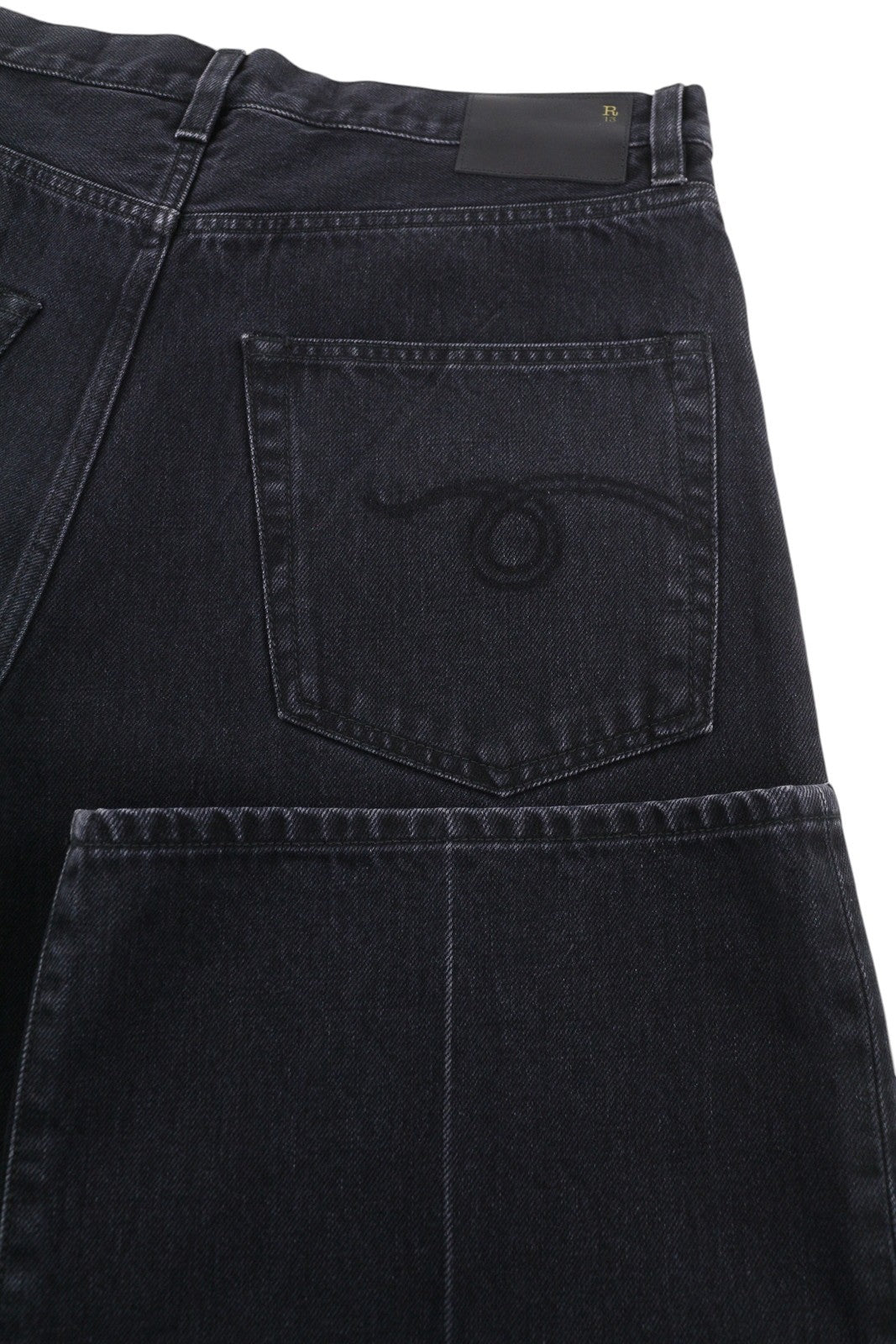 R13 Ankled D'Arcy Women Jeans 27 Onyx Black Faded Relaxed Fit Wide Leg Denim