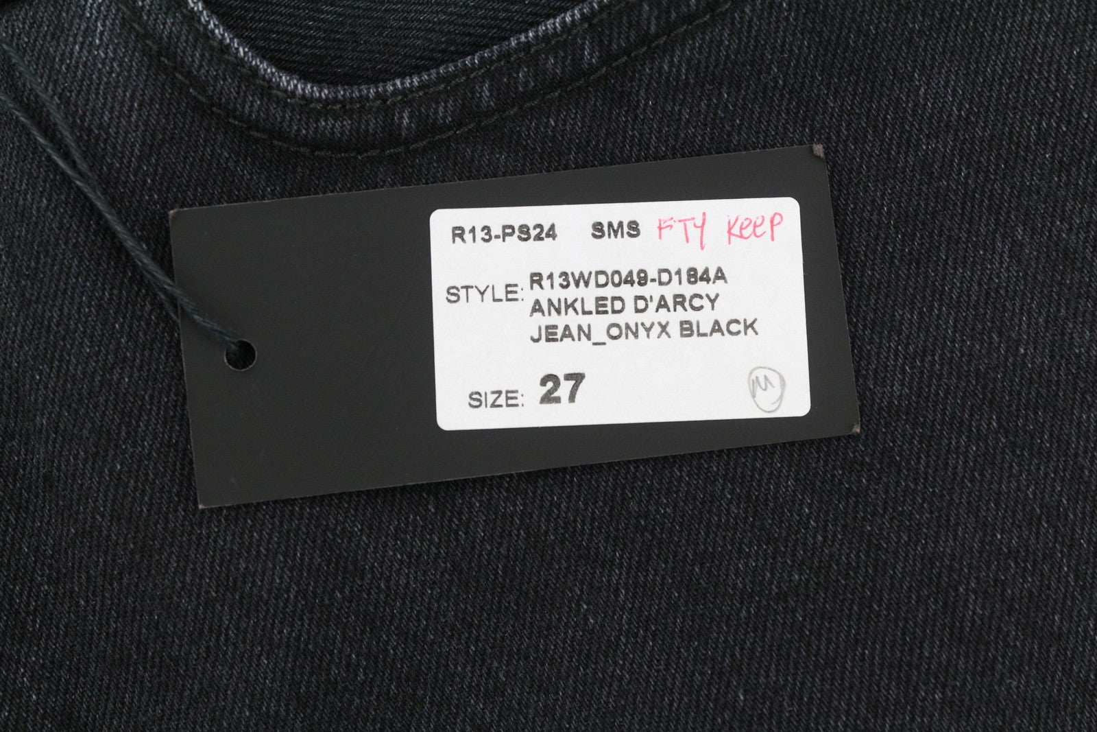 R13 Ankled D'Arcy Women Jeans 27 Onyx Black Faded Relaxed Fit Wide Leg Denim