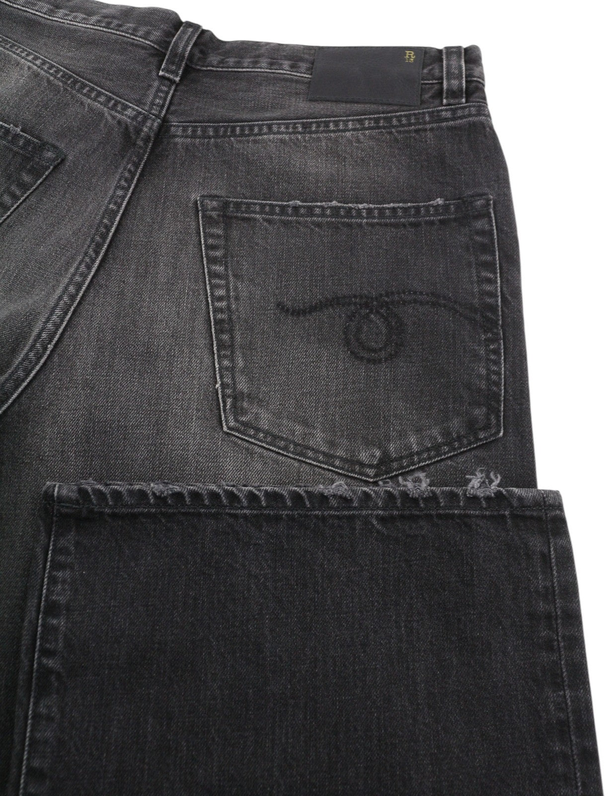 R13 D'Arcy Loose Women Jeans 27 Wilson Black Faded Relaxed Fit Denim RRP€700